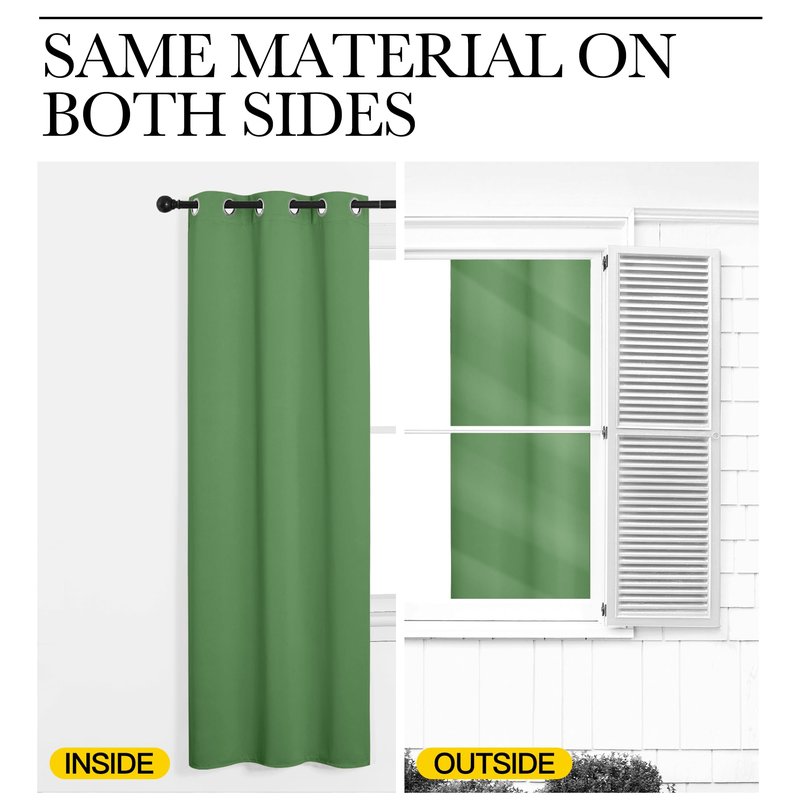 NICETOWN Froest Green Blackout Curtains 48 inches Length for Laundry Room, 2 Panels, 42" Wide, Thermal Insulated Decoration Drapes for Short Window