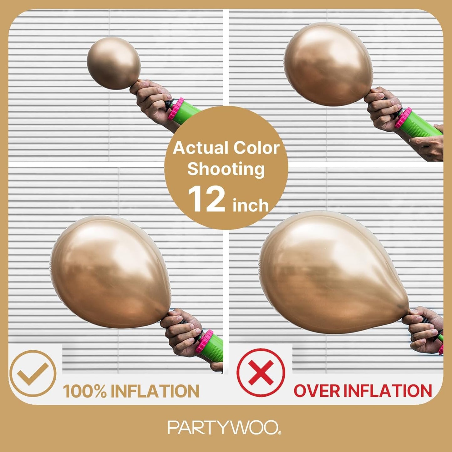 PartyWoo Metallic Gold Balloons - 145-Piece Chrome Balloon Arch Kit for Birthday & Wedding Decor | 5-18 Inch Sizes