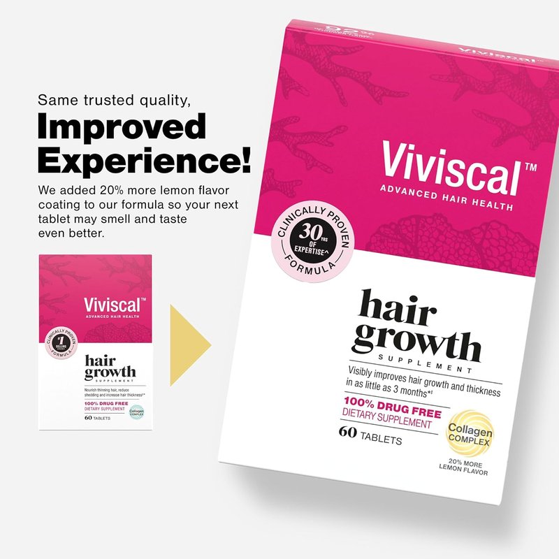 Viviscal Hair Growth Supplements for Women - Thicker, Fuller Hair with Collagen Complex | 60 Tablets, 1 Month Supply