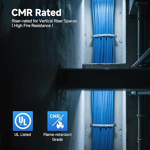 Cable Matters [UL Listed] 10Gbps in-Wall Riser Rated (CMR) 23AWG Bare Copper Cat6 Ethernet Cable - 500ft, Solid, UTP Cat 6 Ethernet Cable Spool, Cat 6 Cord Bulk, Black