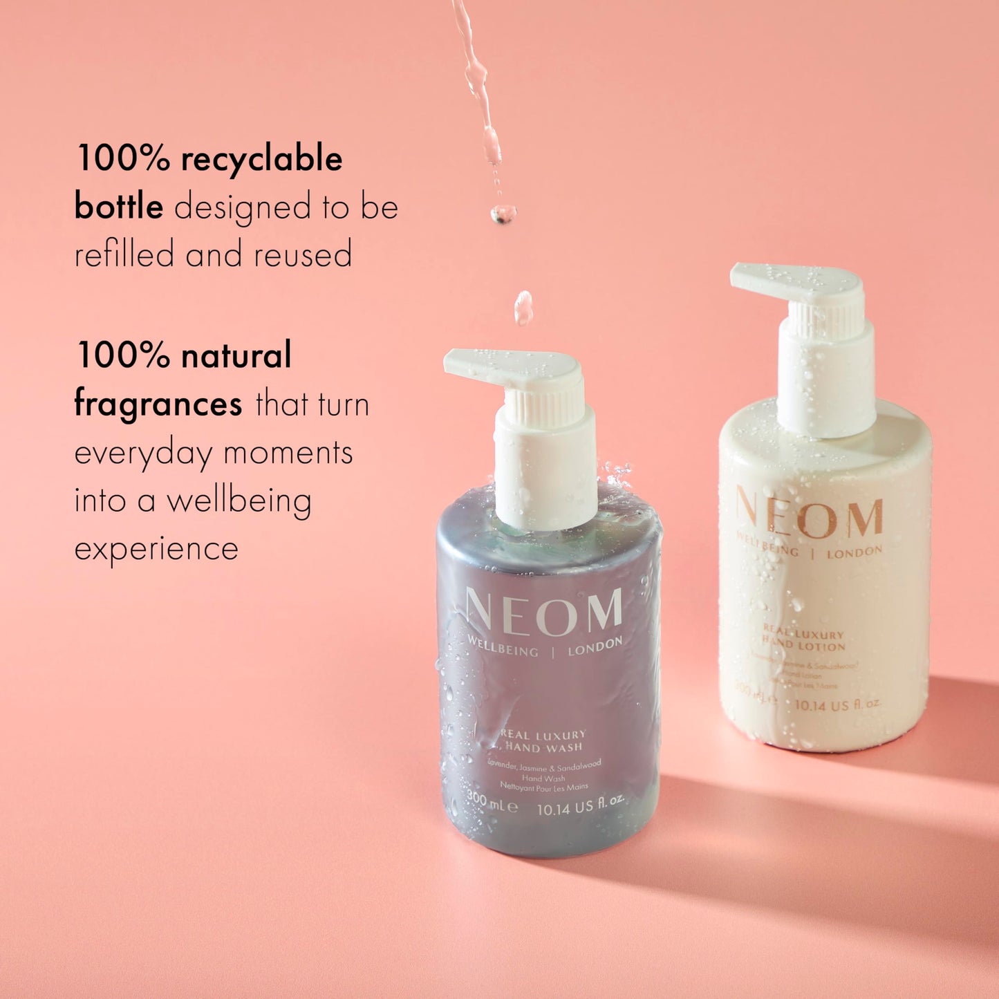 Neom Real Luxury Hand Lotion, 300ml | Lavender, Jasmine & Sandalwood I 24 Essential Oils I 100% Natural Fragrances I 100% Recyclable Bottle I Hydrating I Nourishing