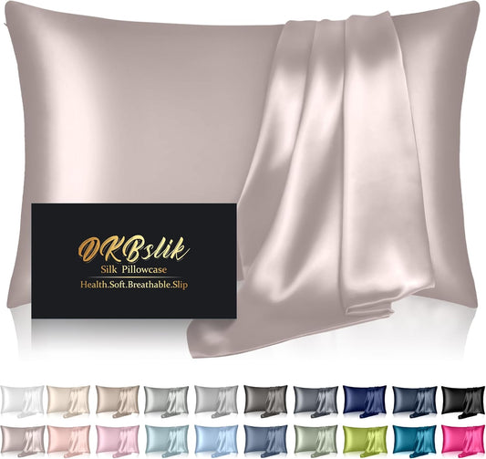 Mulberry Silk Pillowcases by [Brand Name] - Queen Size | Natural Silk for Hair & Skin - Taupe Color