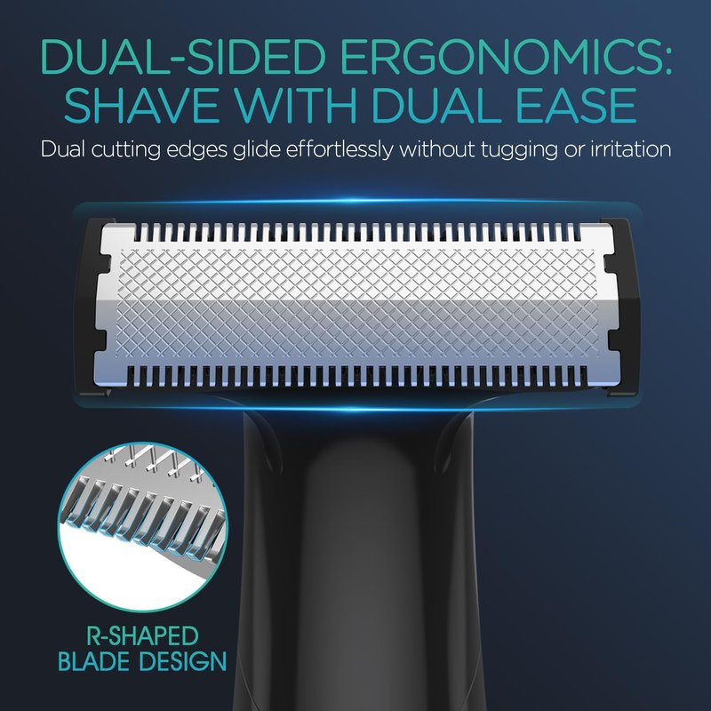 Beard Trimmer for Men - Cordless Electric Razor with Adjustable Length Combs | All-in-1 Grooming Kit (Blue)