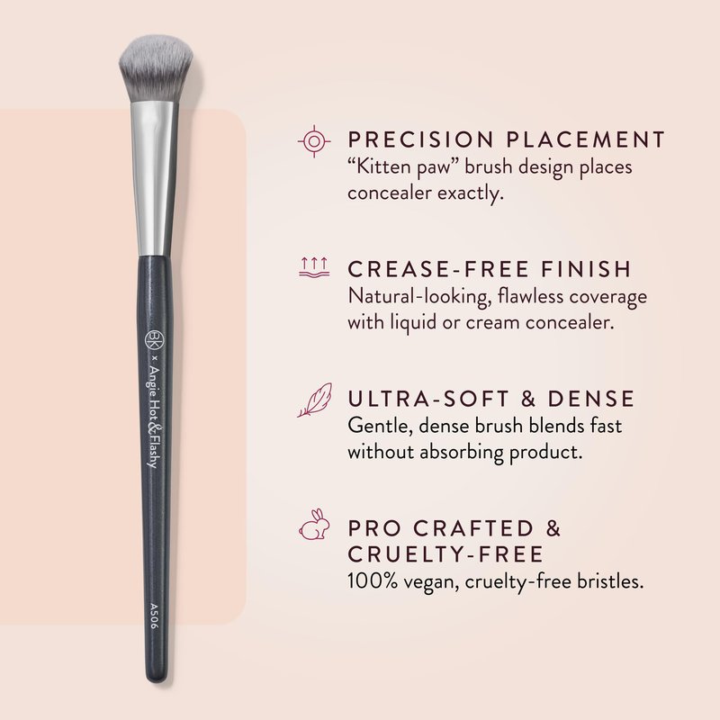 BK BEAUTY BRUSHES - ANGIE HOT & FLASHY A506 CONCEALER - Viral "Kitten Paw" Face Brush - Under-Eye Concealing and Contouring - Makeup Brushes