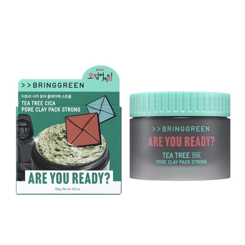 BRING GREEN Tea Tree Cica Pore Clay Mask 100g, Deep Cleansing Wash Off Pack for Blackheads & Excess Sebum
