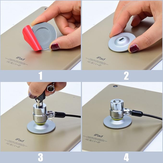 I3C Anchor Plate Adhesive Security Plate, Laptop Lock Plate with Slot, Universal Lock Plate for Laptop, Monitor, Smart Phone,Tablet, Other Electronic Products 4 Pack (Silver)