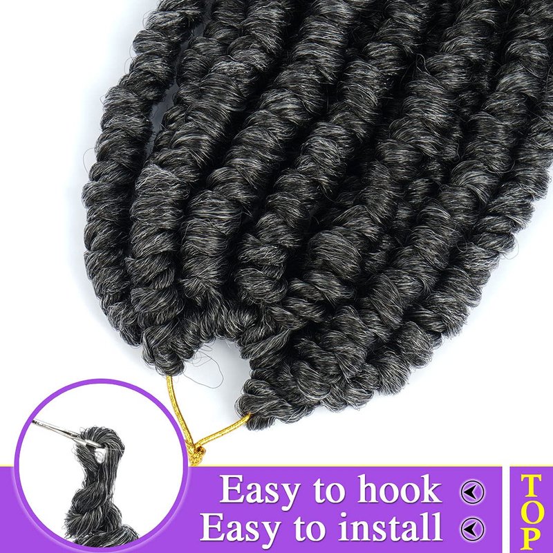Senegalese Twist Crochet Braids - 12 Inch Synthetic Grey Hair Extensions for Black Women | 6 Packs T1B/Grey