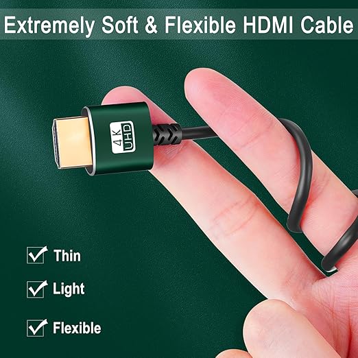 Thsucords Slim HDMI Cables 1FT 5Pack, Ultra Soft & Thin HDMI to HDMI Cord, Extreme Flexible & Skinny HDMI Wire Supports High Speed 4K@60Hz 18gbps 2160p 1080p