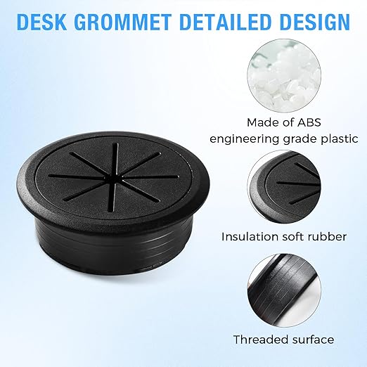 Desk Grommet 2-1/16" (53 mm), Desk Hole Cover for Cables Coffee, Cable Grommet ABS Plastic, Desk Hole Grommet for Office and Home Table Cable, Detachable & Flexible Cable Cord Organizer-4 Pcs