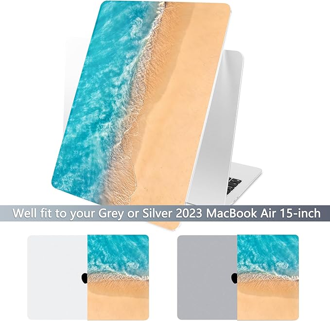Batianda Premium Case for New MacBook Air 15 inch with M5 M4 M3 M2 Chip 2026 2025 2024 2023 Release, Designed Ultra-Slim Hardshell & Keyboard Cover & Screen Protector 4-in-1 Bundle, Beach