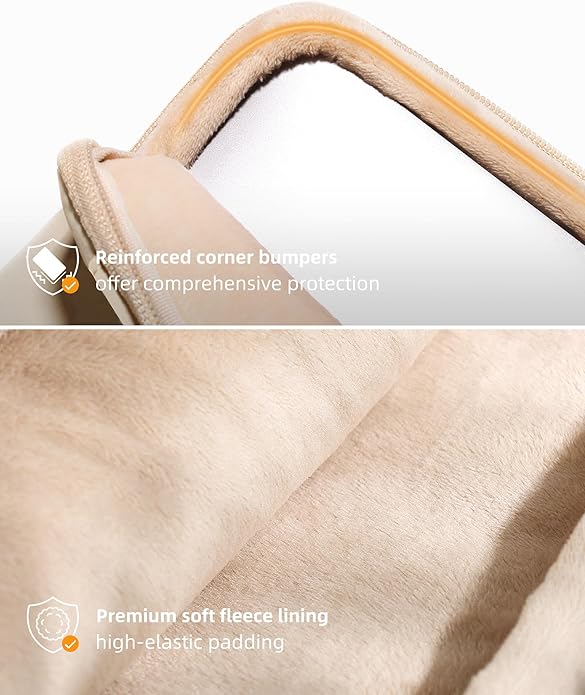 Sand Puffy Laptop Sleeve 14-Inch Fluffy Protective Sleeve for MacBook Pro/Air 14, Dell XPS, HP, for Travel & College