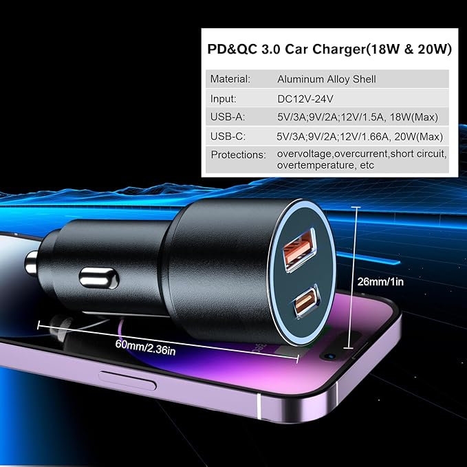 MAGJIEYX for Magnetic Magsafe Car Mount Charger, Wireless Car Charger with Fast 36W QC3.0 Charging Adapter Retractable Arm Phone Holder Fits iPhone 15/14/13 Plus/MagSafe Case,Dashboard/Vent/Windshield