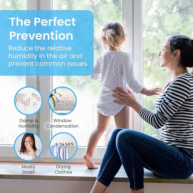 Pro Breeze Electric Mini Dehumidifier for Home (215 sq.ft) 17oz Capacity, Energy Efficient, No Noise, Compact and Portable for High Humidity in Kitchen, Bedroom, Bathroom, Basement, RV, Office, Garage