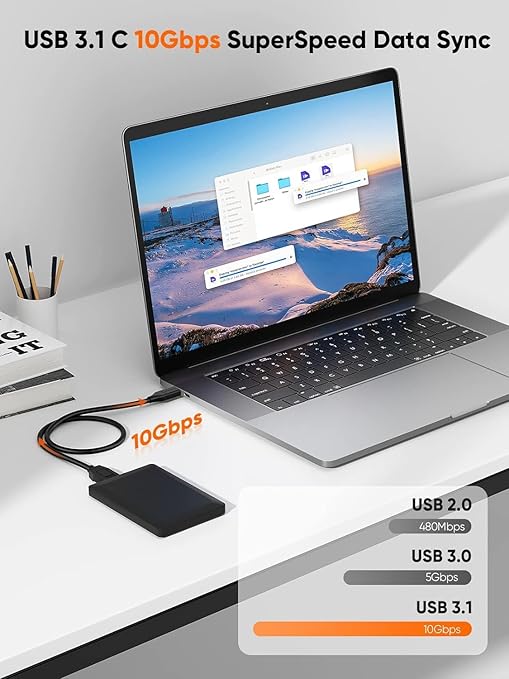 CableCreation USB C to Micro B Short Cable 1FT *3, 10G Micro B to USB C External Hard Drive Cable for iPhone 15/16/17,Samsung Galaxy S24,Seagate WD Westgate My Passport,MacBook Pro/Air, iPad/Tablet