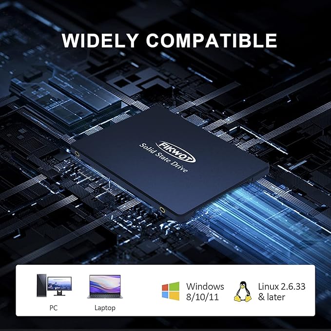 Fikwot FS810 256GB SSD, 2.5" SSD SATA III 6Gb/s, Solid State Drives, Up to 560MB/s, 3D NAND TLC Flash, Internal SSD for Desktops and Laptops(Black)