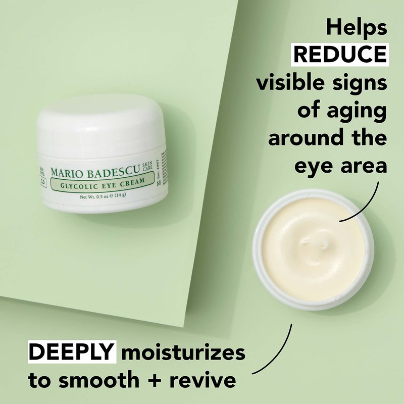 Mario Badescu Glycolic Eye Cream Anti Aging Skin Care for Fine Lines and Wrinkles, Overnight Eye Moisturizer with Vitamin E, AHA and Cocoa Butter for Combination or Dry Skin, 0.5 Ounce (Pack of 1)