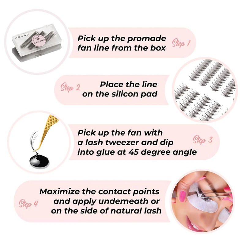MDC LASHES 1000fans Promade Wispy Lash Extension Volume Lashes 0.05-0.07 Thickness, C/D/CC Curl, 8-18mm Loose Fans False Eyelashes 5D 7D 9D for Fluffy Eyelash Cluster (5D-0.07-CC 8mm)