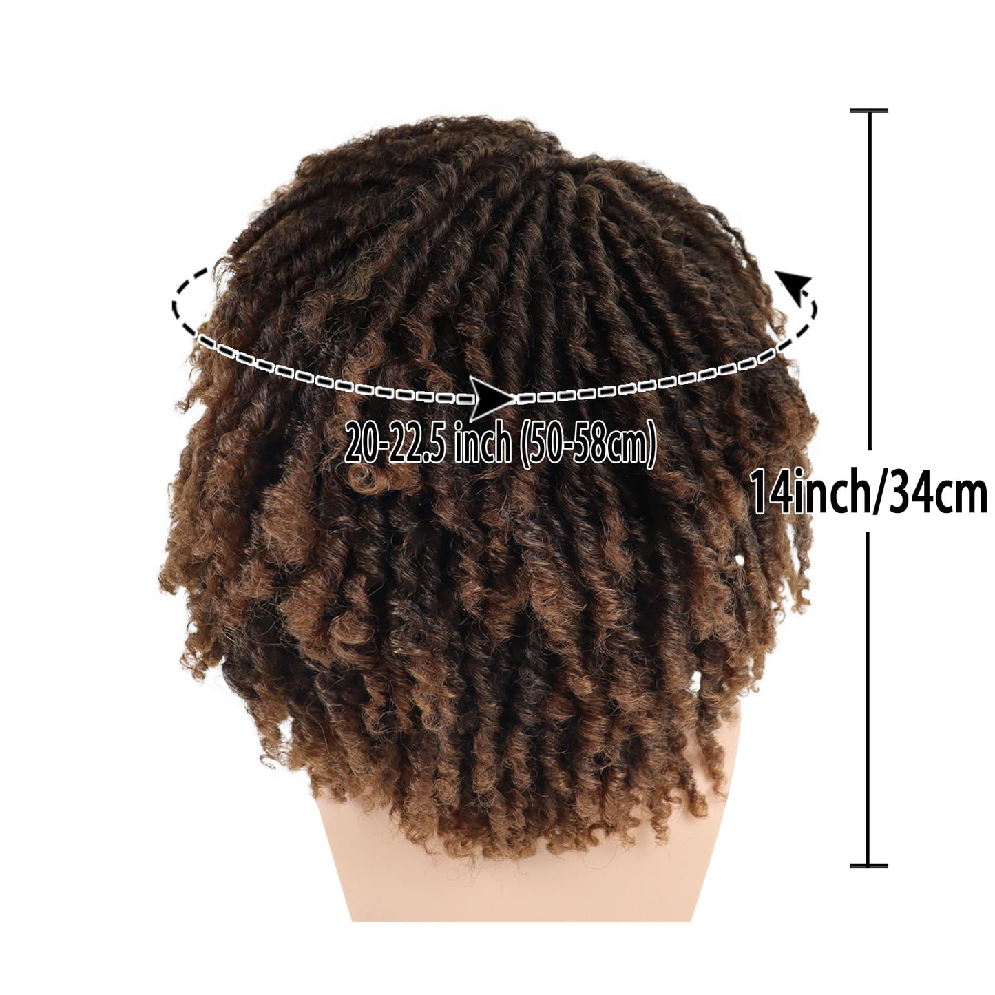 GNIMEGIL Ombre Brown Dreadlocks Wigs for Men Medium Length Afro Hairstyle Fake Braids Wig with Bangs in Synthetic Hair T1B/30 Color Dreads Wig Braided 14 inch