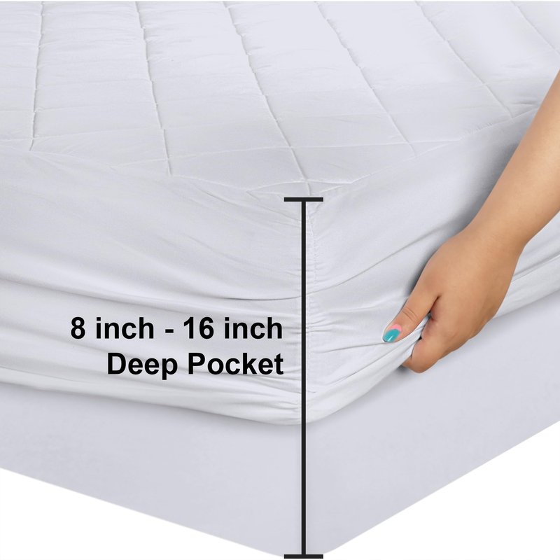 Utopia Bedding Quilted Fitted Mattress Pad, Super Queen Size, Elastic Fitted Mattress Topper Protector and Cover with Deep Pocket Stretches up to 16 Inches, Machine Washable (White)