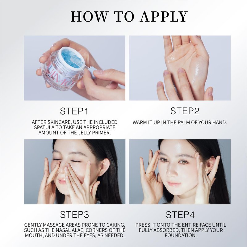 UIMO Face Primer, Hydrating Gel Makeup Base for Smooth Skin, Long-Lasting Dewy Finish, 8-Hour Moisture, 2.11 Fl Oz Total (1.01 Fl Oz + 1.1 Fl Oz Refill)
