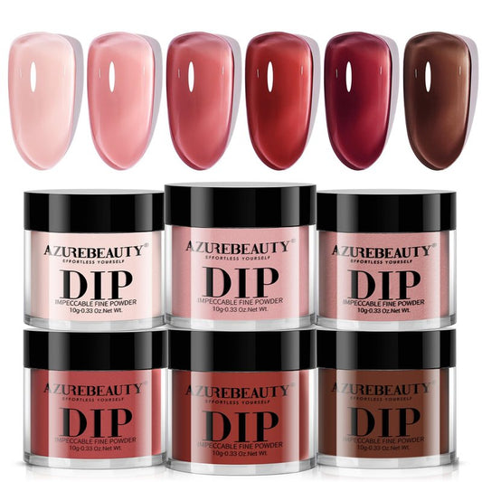 AzureBeauty Dip Powder Set 6 Pcs Jelly Blush Gradient , Natural Dipping Powder French Nail Art Starter Manicure Salon DIY at Home