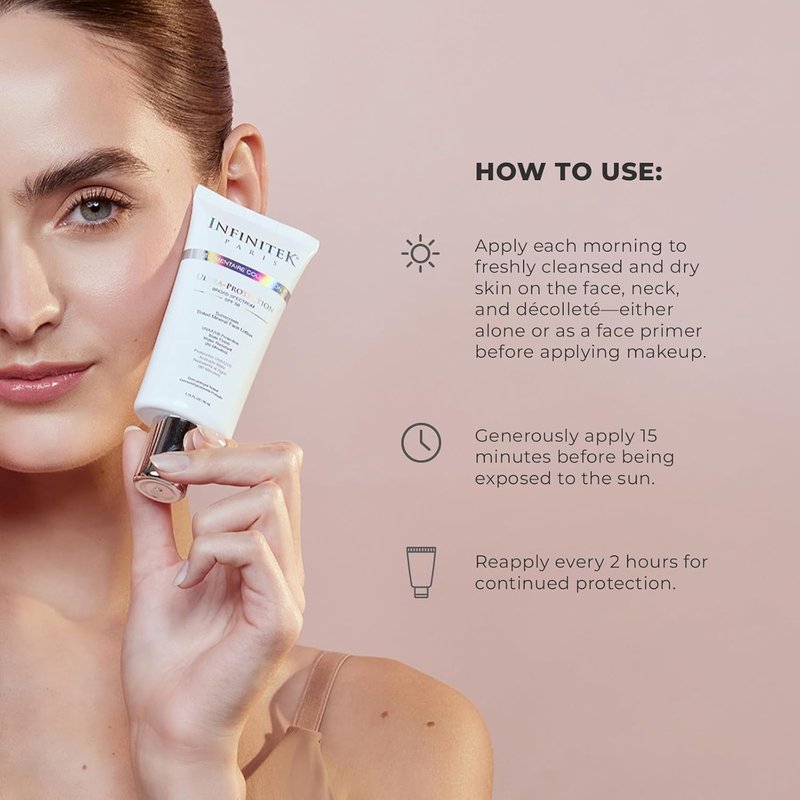 Infinitek Paris Tinted Mineral Sunscreen SPF 50 - Lightweight Daily Face Protection Against UVA/UVB & Blue Light | Water Resistant (80 Min) | 1.75 fl oz / 50 ml