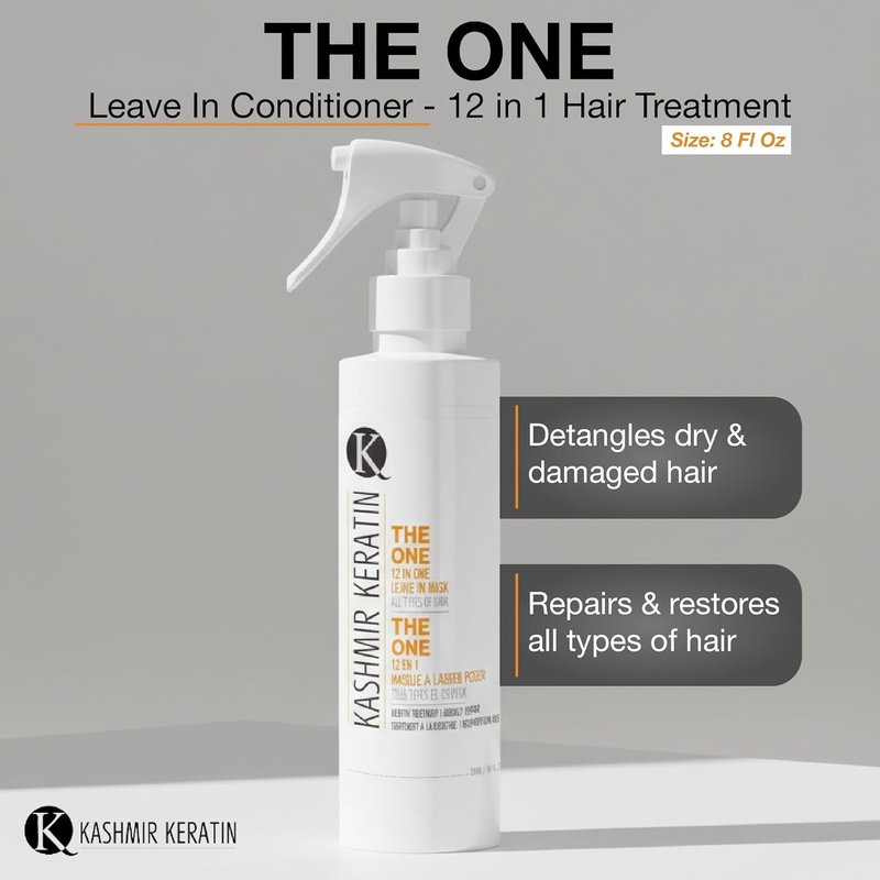 Kashmir Keratin Leave-In Conditioner Spray - 12-in-1 Hair Treatment for Frizz Control & Hydration | 8 Fl Oz