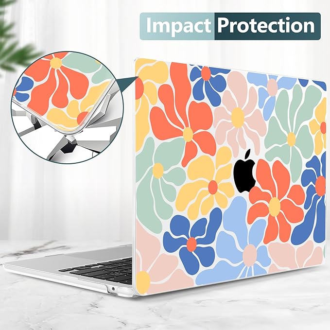 TWOLSKOO for MacBook Air 13 inch Case M5 2026 M4 2025 M3 M2 2024-2022 A3449 A3240 A3113 A2681, Plastic Hard Shell & Keyboard Cover & Type C for MacBook Air 13.6 inch Case, Colorful