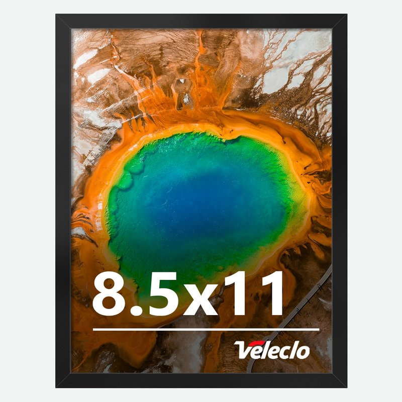 Veleclo 8.5x11 Picture Frame for Wall Display, 8.5x11 Black Frame with Shatter Resistant Plexiglass, Stable and Sturdy 8.5 x 11 Poster Frame for Wall Display, Handpicked Gift Collection, 1 Pack