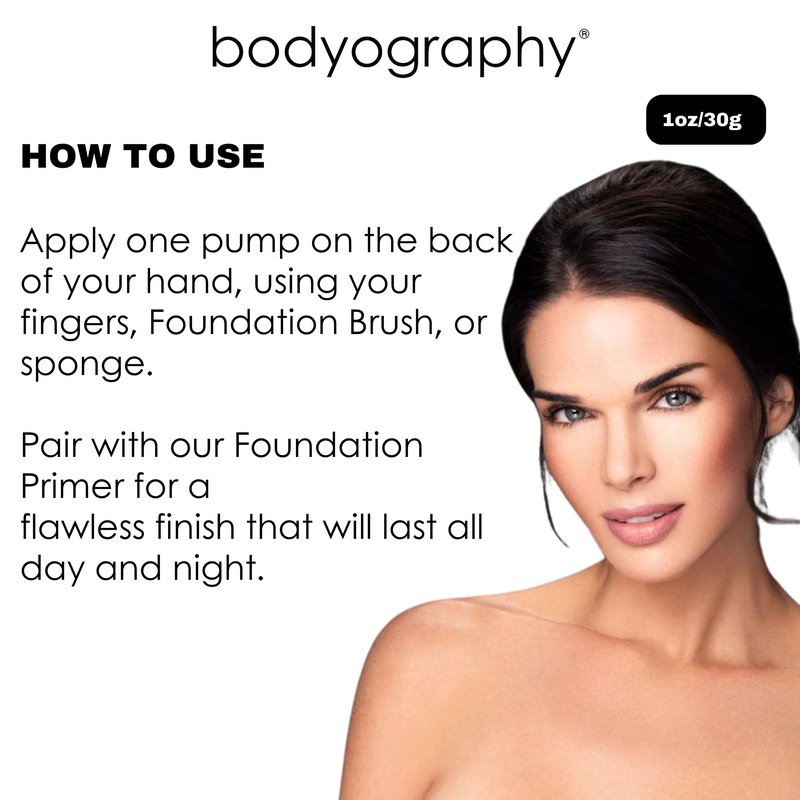 BODYOGRAPHY - NATURAL FINISH Foundation (Light #130): Oil-Free Anti-Aging Salon Natural Finish w/ Vitamin E, C, Antioxidants | Vegan, Gluten-Free, Paraben-Free