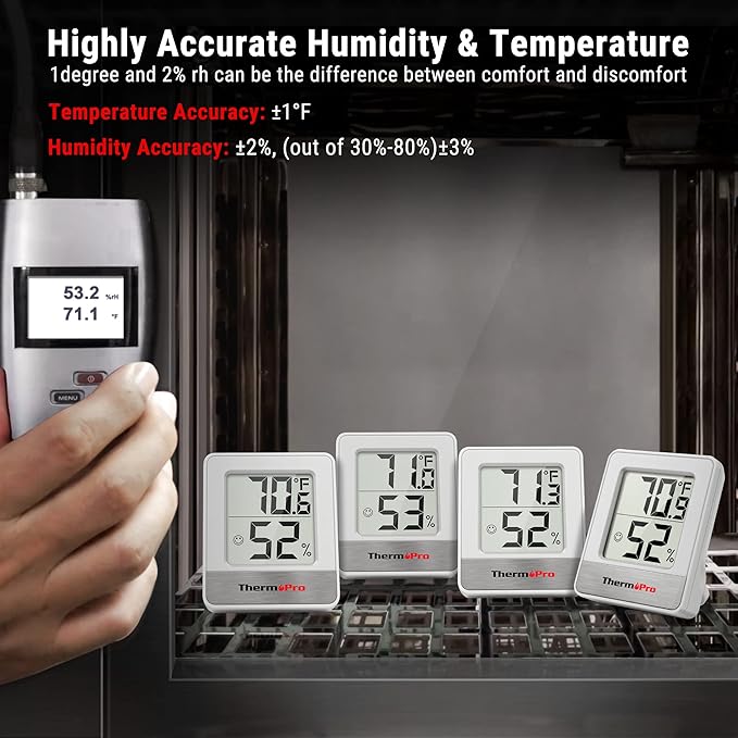 TempPro TP49 Digital Hygrometer Indoor Thermometer Humidity Meter Room Thermometer with Temperature and Humidity Monitor Mini Hygrometer Outdoor Thermometer (Previously ThermoPro)