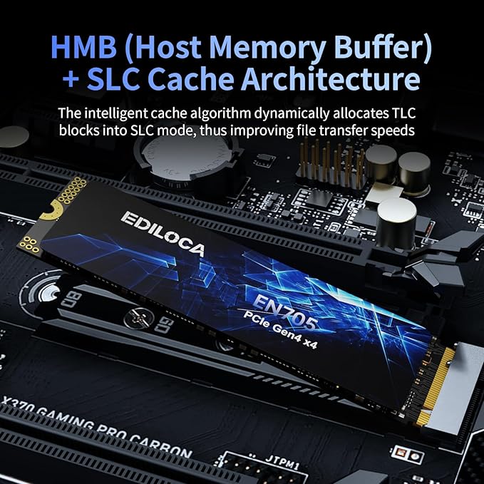 Ediloca 2TB SSD NVMe M.2 2280 PCIe Gen4 x4 Internal Solid State Drive - Up to 4800MB/s, 2TB SSD PS5 Dynamic SLC Cache, PS5 Compatible for Gaming PC Laptop(EN705)