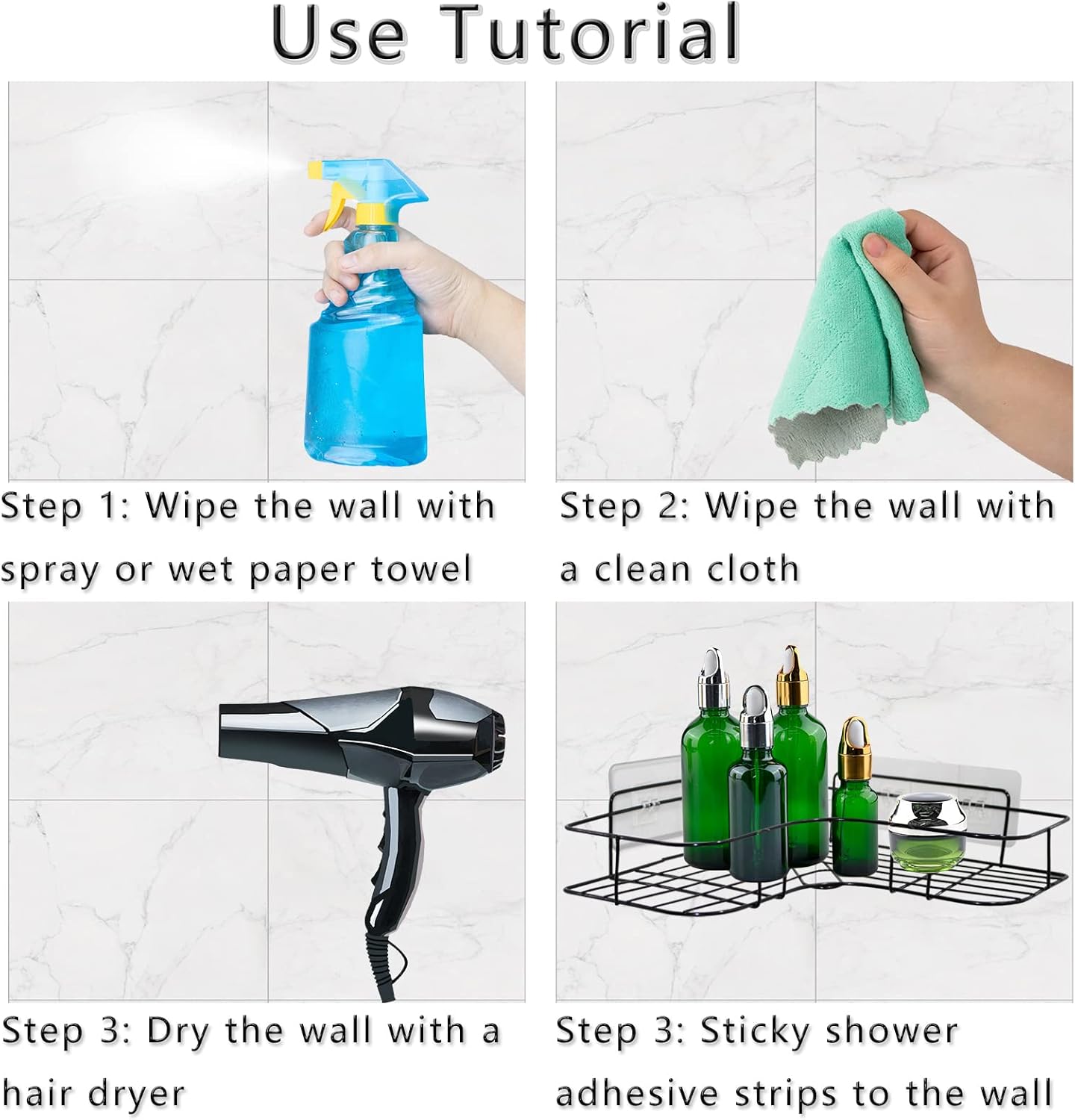 Skiennix Shower Caddy Adhesive - Strong Transparent Sticky Pads for No-Drill Bathroom & Kitchen Storage | 10 Pack