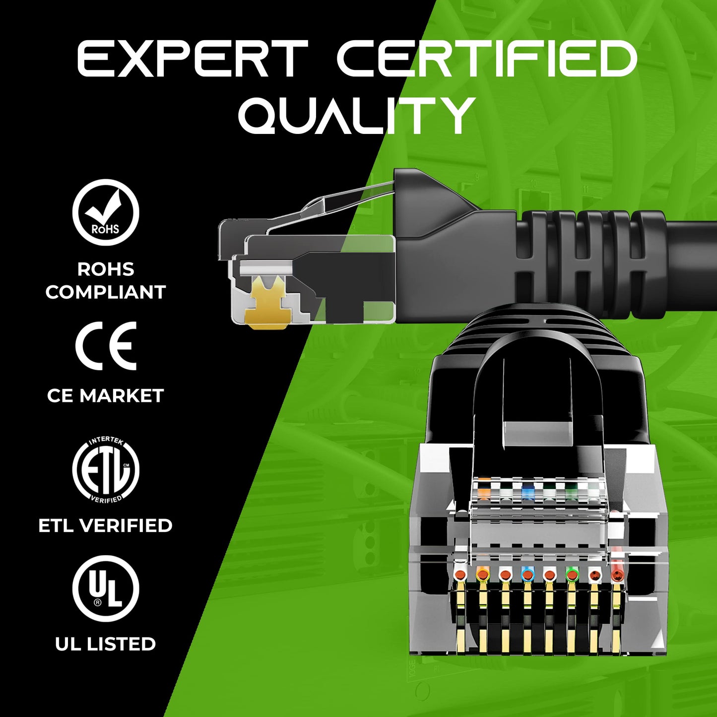GearIt 50-Pack, Cat5e Ethernet Patch Cable 1 Foot - Snagless RJ45 Computer LAN Network Cord, Black