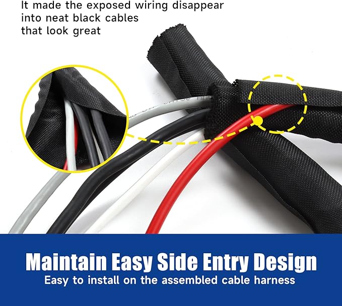 Automotive Wire Sheathing Split Wire Loom Braided Mesh Woven Cable Sleeve for Wires/Cable Cord Protector (5/16" - 48 Feet)