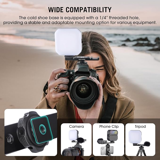 Mechrig Dual Cold Shoe Extension Bar Mount, Aluminum Dual Hot Shoe Mount Bracket with 1/4" Thread & Cable Slot, Cold Shoe Bracket for DSLR Camera LED Video Light Microphone Monitor (62034)