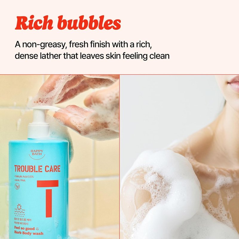 Herbal Grapefruit Body Wash for Acne-Prone Skin - Mild Exfoliating Cleanser with Salicylic Acid & AHA | 17.6 fl oz