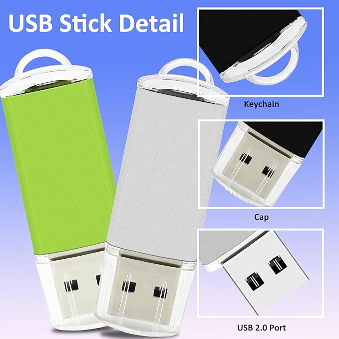 Thumb Drive 2GB USB Flash Drive 20 Pack Nicepicten Jump Zip Drive USB 2.0 Flash Drives 2GB Memory Stick with Lanyard & Label - Mixcolor