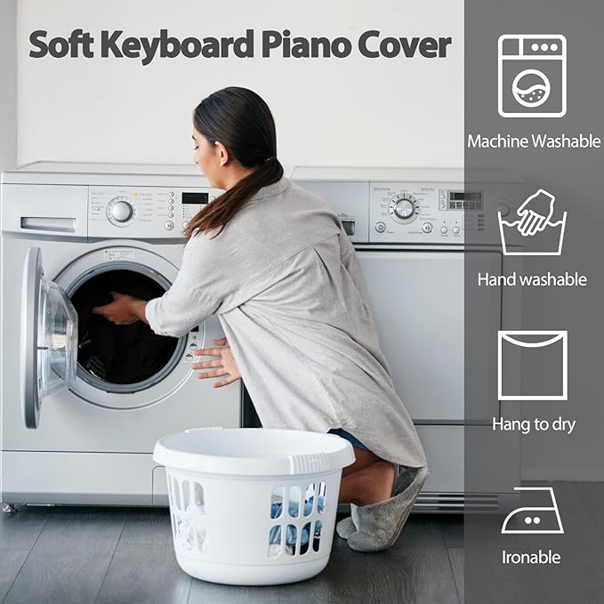 YNester 61 Keys Piano Keyboard Dust Cover -Adjustable Protective Covers Dust & Dirt Proof, Full Cover Elastic Cord Lock Easy Installation for Yamaha, Casio, RockJam,Alesis Digital Pianos