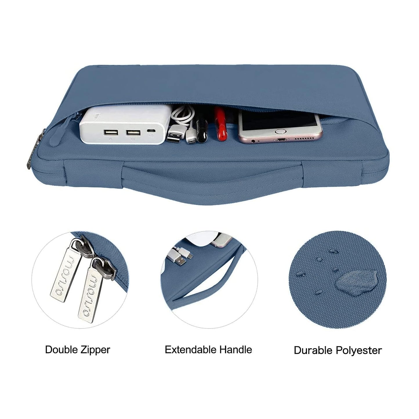 MOSISO Compatible with MacBook Air 13 inch Case M5 2026 M4 2025 M3 M2 2024-2022 A3449 A3240 A3113 A2681,Hard Shell&Sleeve Bag&Keyboard Skin&Webcam Cover&ScreenFilm for MacBook Air 13.6, Steel Blue