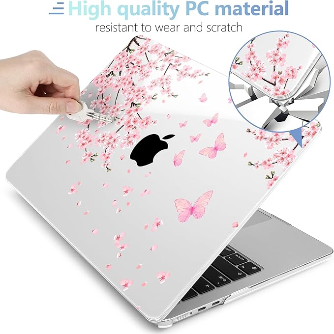MEEgoodo Case for M5/M4/M3/M2 MacBook Air 13 inch Case 2026 2025 2024 2022, Fit Model A3449/A3240/A3113/A2681, Laptop Hard Shell Compatible with MacBook Air 13.6-inch, Cherry Blossoms