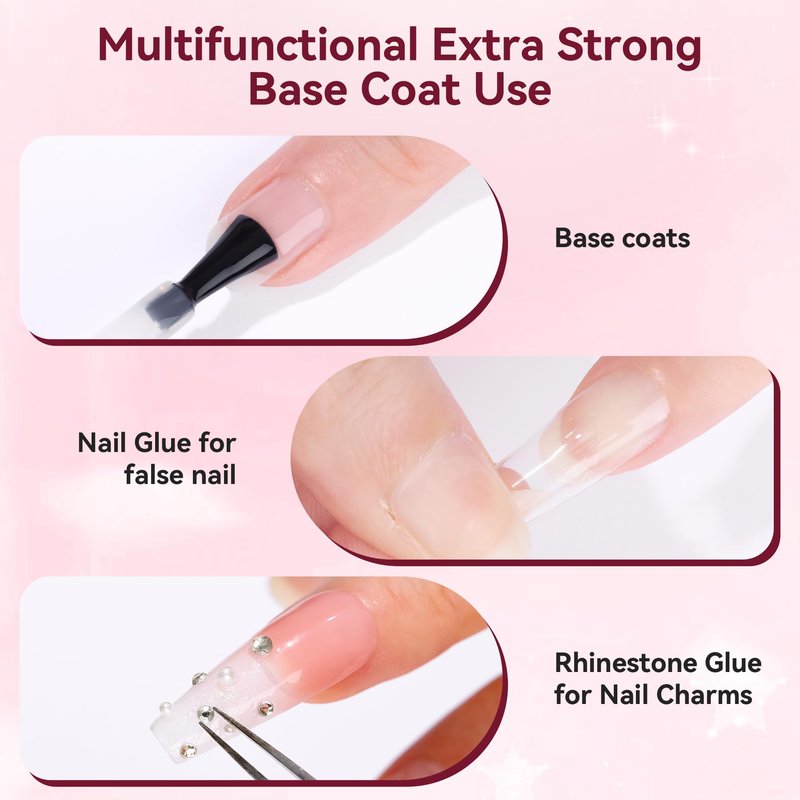 Makartt Base Coat Nail Polish 15ml – Extra Strong, Long-Lasting Gel Base Coat & Nail Glue for Small Nail Charms, Press-On Nails, UV/LED Lamp Required, Clear Foundation for Salon & DIY Home Use