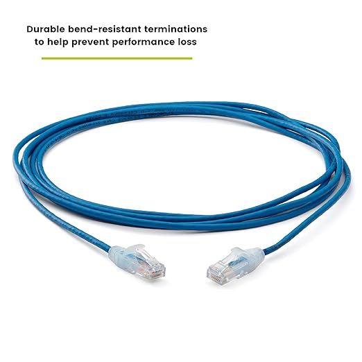TRUECABLE Cat6 Component Rated Patch Cable, Unshielded (U/UTP), 10ft, Blue, 28AWG Stranded Pure Copper, Snagless 10G High-Speed Ethernet Cable, PoE++ 4PPoE 100W, UL Listed, RoHS-3, 1 Pack