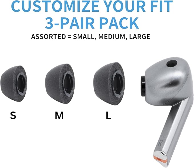 Comply TrueGrip | Premium Memory Foam Replacement Earbud Tips for Samsung Galaxy Buds4 Pro & Buds3 Pro | Long-Lasting Comfort, Secure Fit, Noise Isolation | Black (Medium) (3 Pairs)