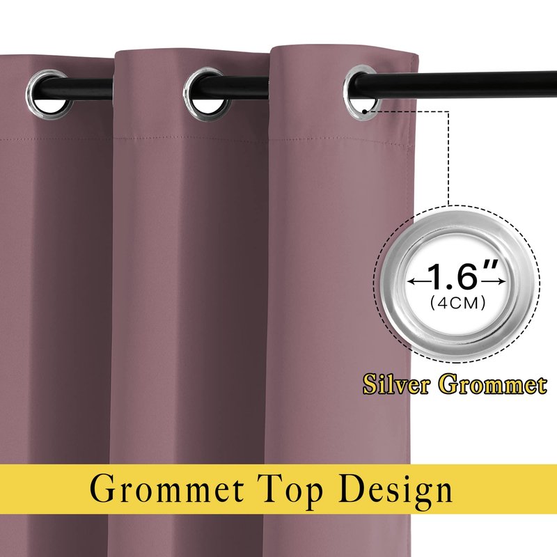 NICETOWN Blackout Curtains 90 inch Length - Triple Weave Energy Saving Sound Reducing Thermal Insulated Solid Grommet Blackout Drapes for Bedroom/Living Room (1 Pair, W46 x L90, Dry Rose)
