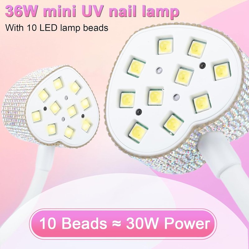 Mini UV Nail Lamp - 30W Fast Curing Gel Nail Light with Auto Sensor & 2 Timers | Rechargeable for Home & Salon Use