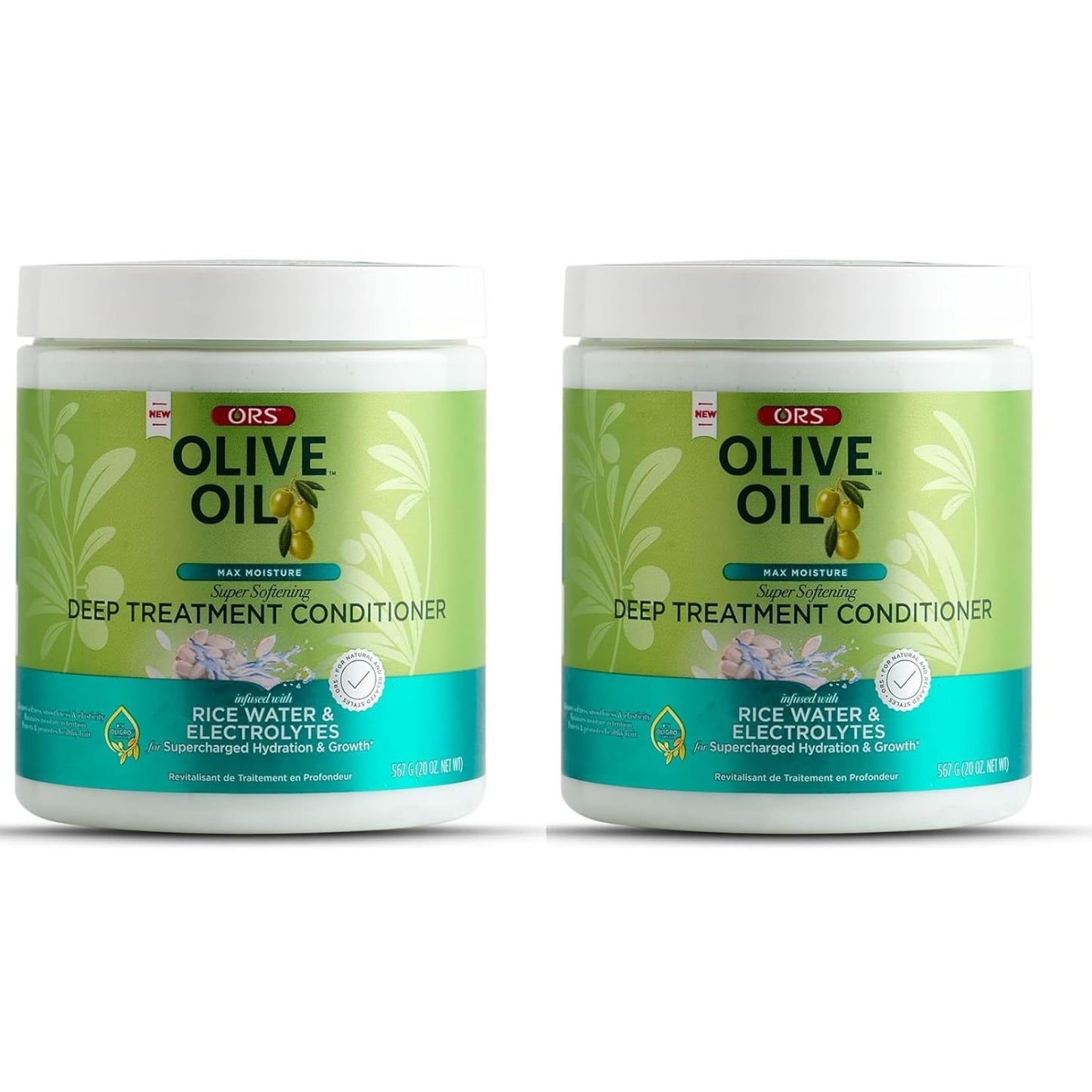 ORS Olive Oil Max Moisture Deep Treatment Conditioner with Rice Water & Electrolytes 20.0 Ounces (Pack of 2)