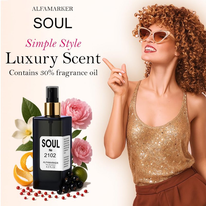 ALFAMARKER SOUL № 2703 Alluring Woman – Perfume for Women | Long Lasting Eau de Parfum Spray 4.0 Fl Oz / 120ml | Boutique-Inspired Oriental Floral Women’s Fragrance