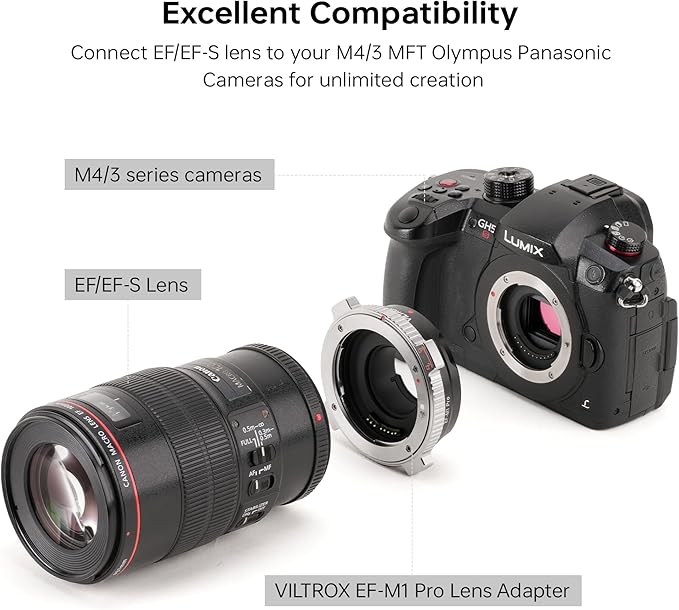 Viltrox EF-M1 Pro Auto Focus Lens Adapter for Canon EF/EF-S Lenses to Micro Four Thirds M4/3 Cameras
