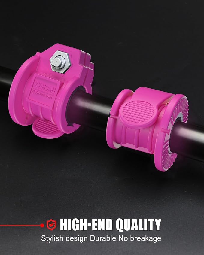 ZY-HUAN Barbell Clips 1 inch Barbell Clamps 0.9-1.18inch Quick Release Weight Clips for Bars Multi-Size Adjustable Olympic Barbell Clamps (Pink 0.9-1.18inch)